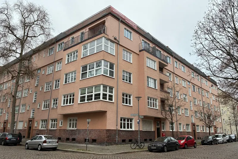 Brick period building on a street corner on Giselastraße, Berlin